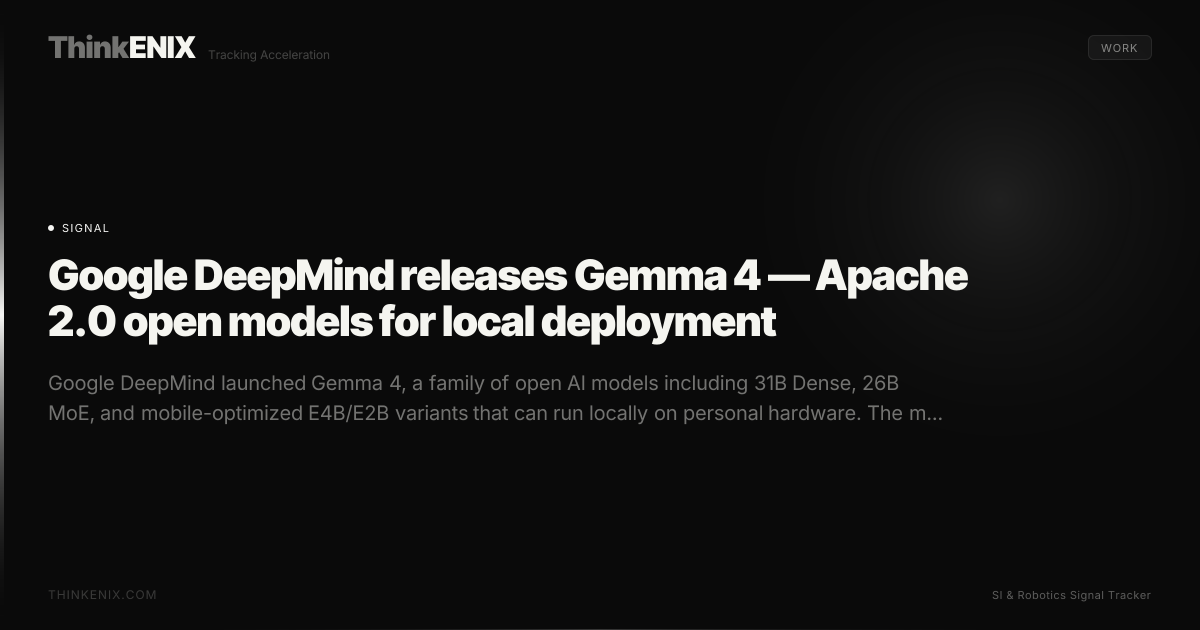 Google DeepMind releases Gemma 4 — Apache 2.0 open models for local ...